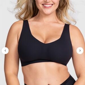 Honeylove Black Unlined Wirefree V-neck Bra in Vamp Black size 2X